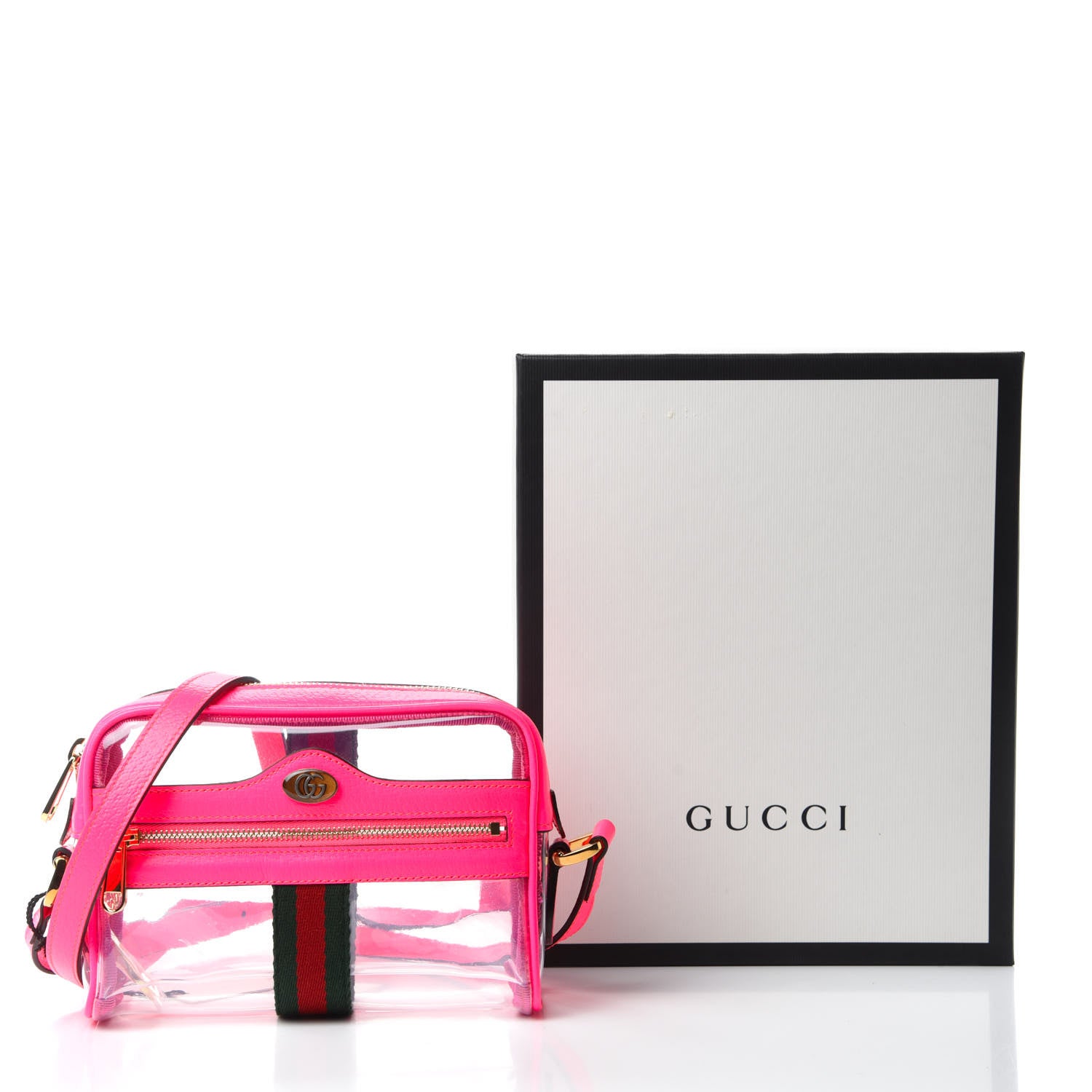 Gucci Vinyl Web Mini Ophidia Transparent Shoulder Bag Fluorescent Fuchsia 10 of 10