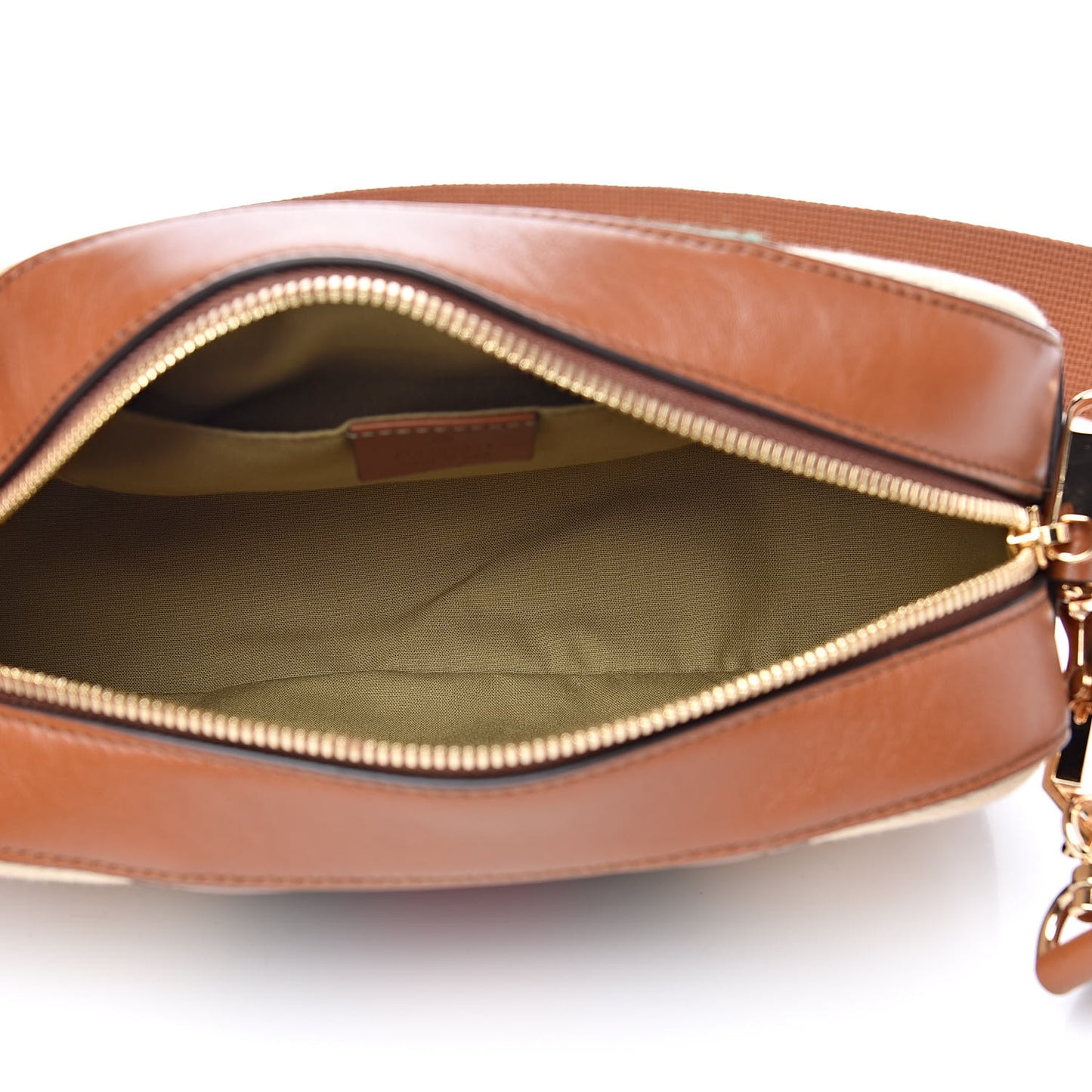 Vintage Canvas Web Shoulder Bag Sand Cuir