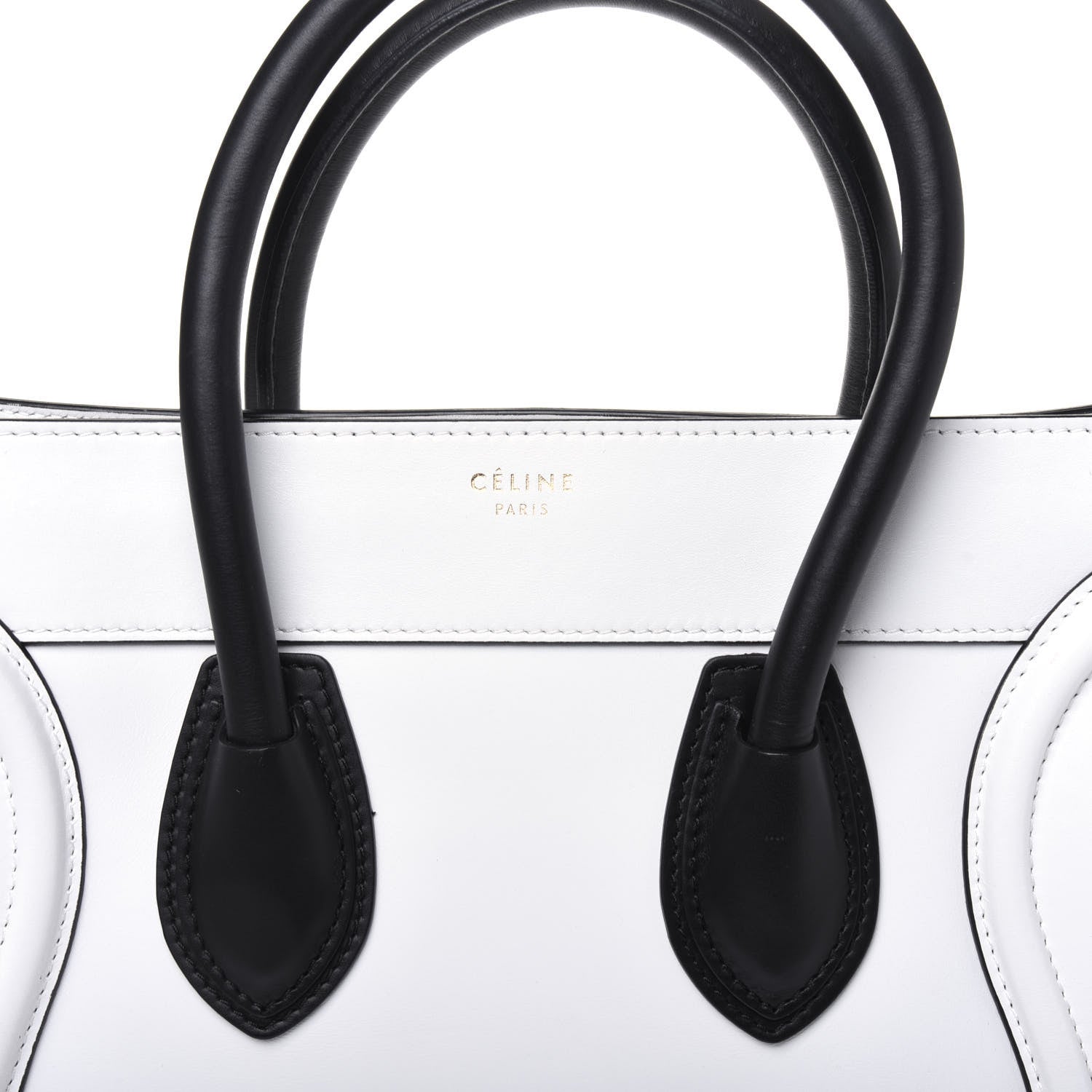 Celine Satin Calfskin Mini Bi-Color Luggage White Black 15 of 16