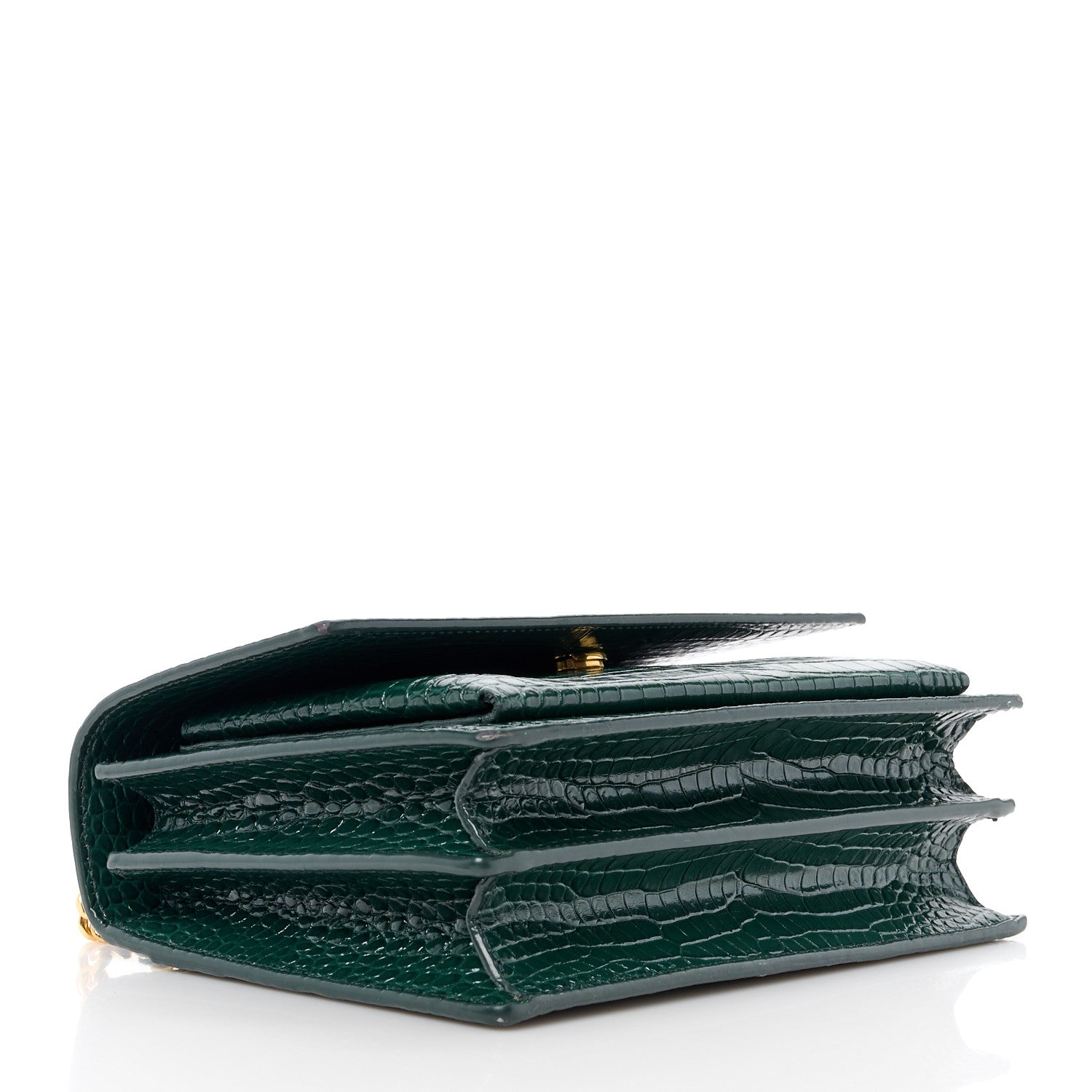 Saint Laurent Calfskin Crocodile Embossed Medium Monogram Sunset Dark Mint 3 of 12