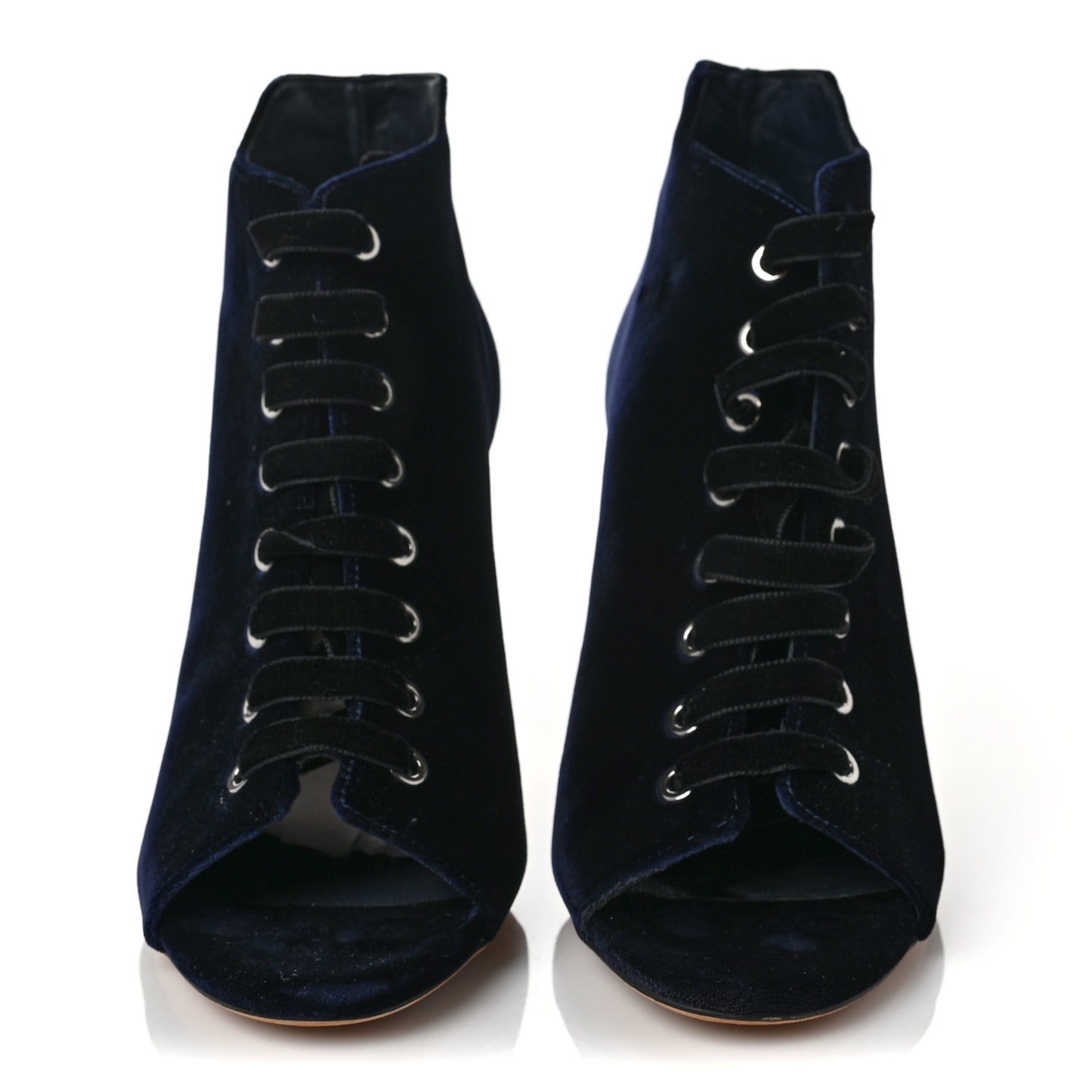 Velvet Lace Up Mavy Booties 39 Navy