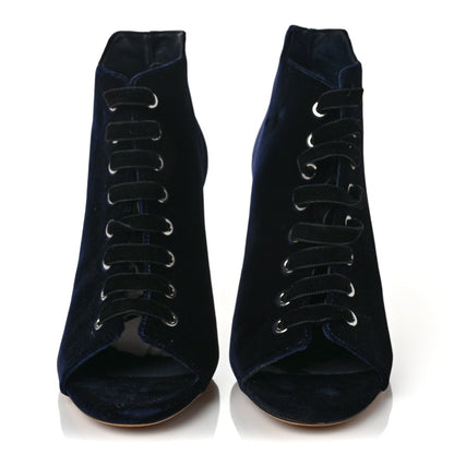 Jimmy Choo Velvet Lace Up Mavy Booties 39 Navy 2 of 7