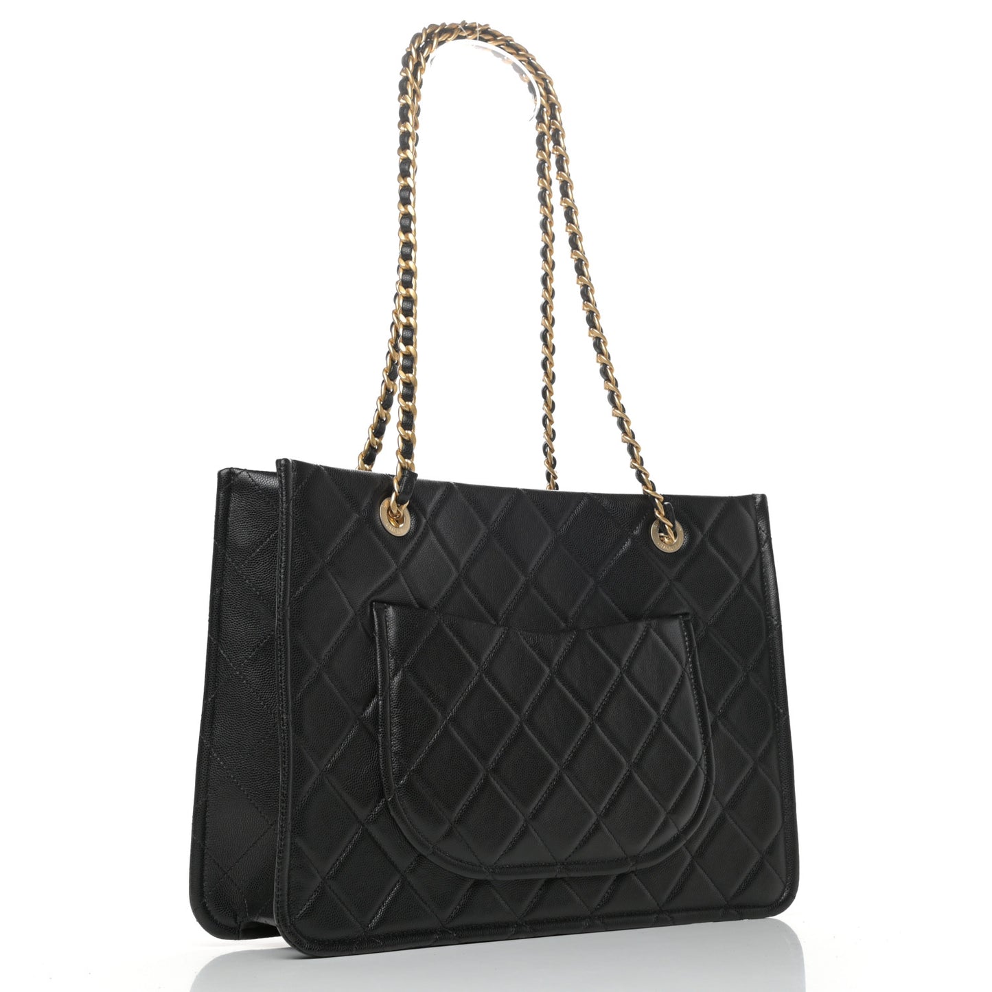 Caviar Quilted Sweet Classic Shopping Tote Black