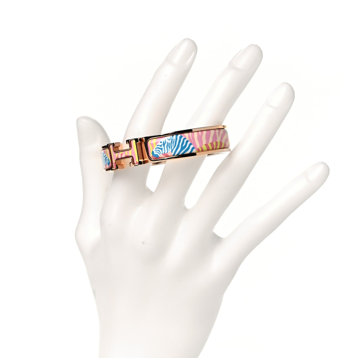 Enamel Narrow Print Zebres De Tanzania Clic Clac H Bracelet PM Color Patch