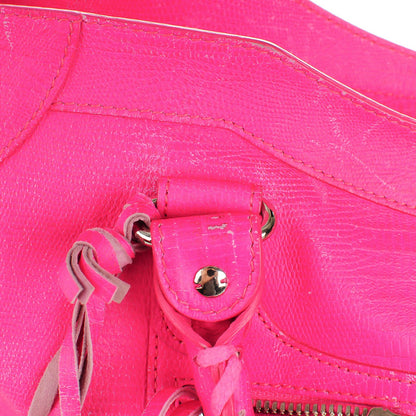 Balenciaga Calfskin Lizard Embossed Classic Silver Hardware City Rose Fluo 14 of 15