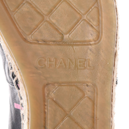 Chanel Lambskin Grosgrain Printed Espadrilles 38 Multicolor Black 6 of 9