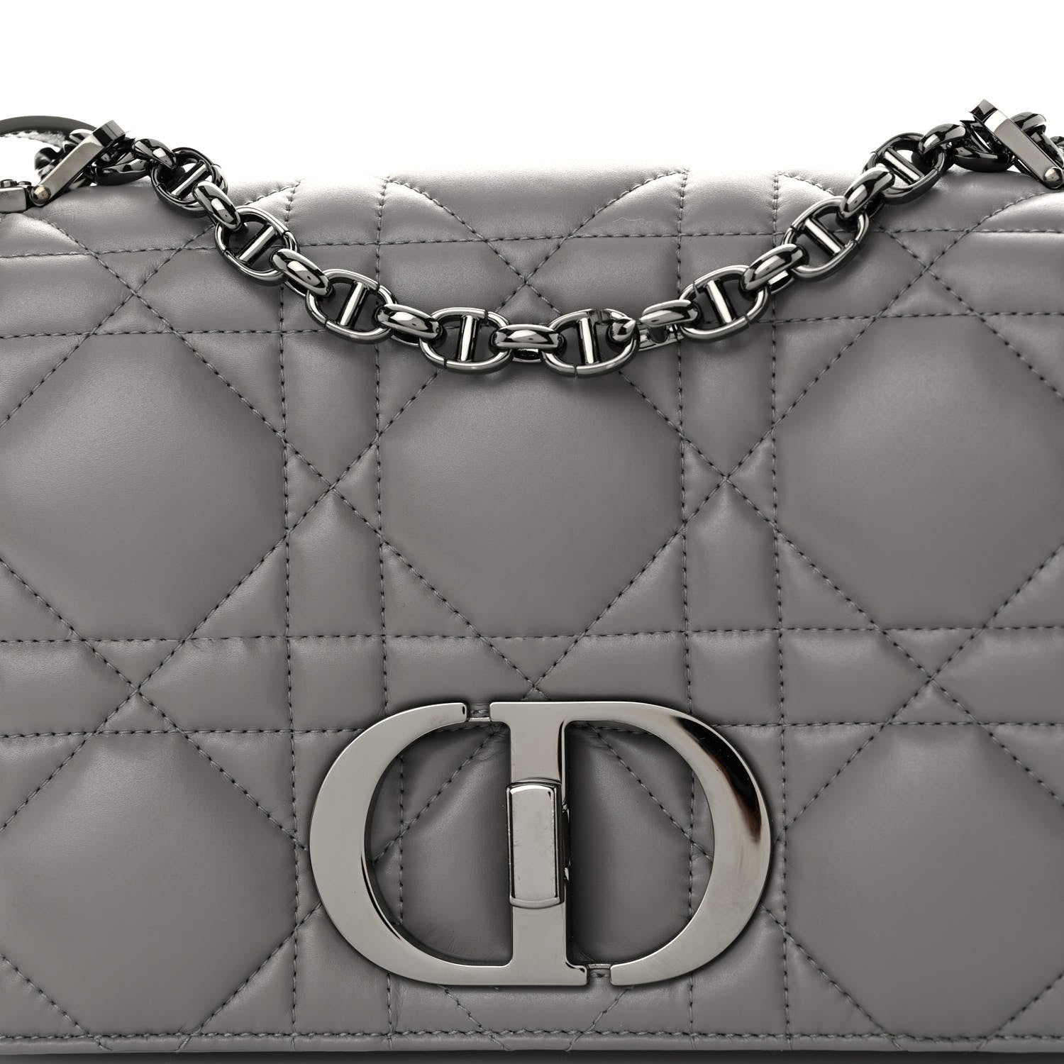Christian Dior Calfskin Macrocannage Medium Caro Bag Iron Grey 8 of 10