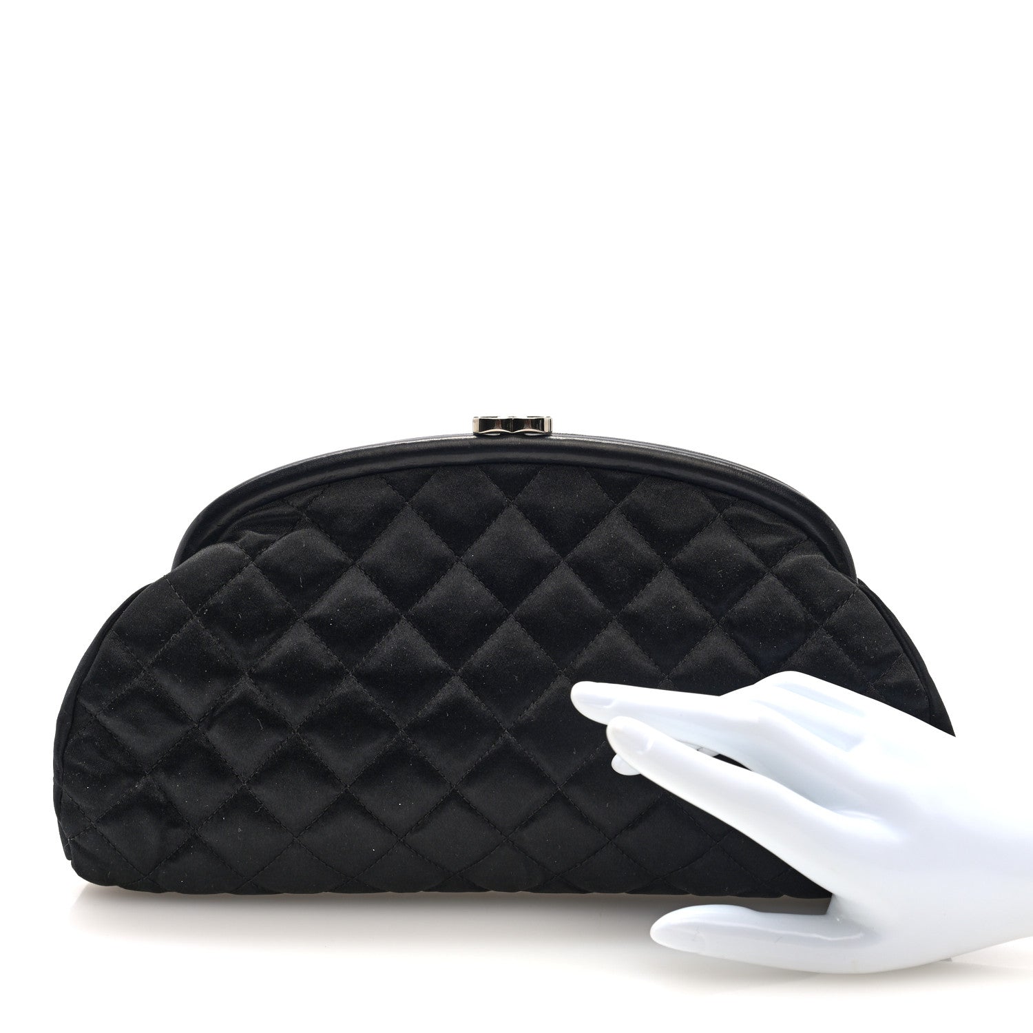 Chanel Satin Quilted Timeless Clutch Black 2 of 8