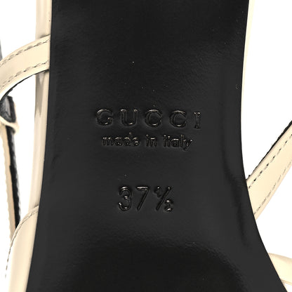 Gucci Patent Regents Slingback Pumps 37.5 New Ivoire 7 of 10