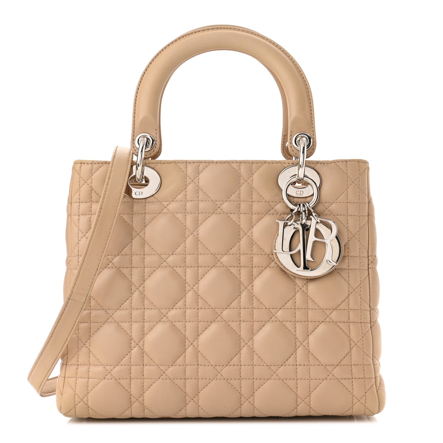 Christian Dior Lambskin Cannage Medium Lady Dior Beige 1 of 12