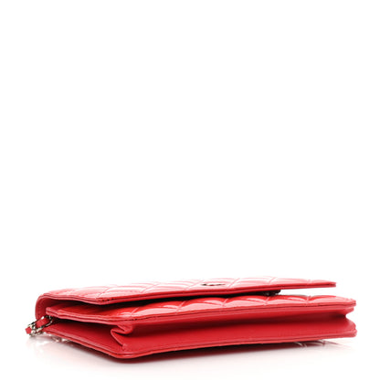 Chanel Patent Quilted Wallet On Chain WOC Red 4 of 11