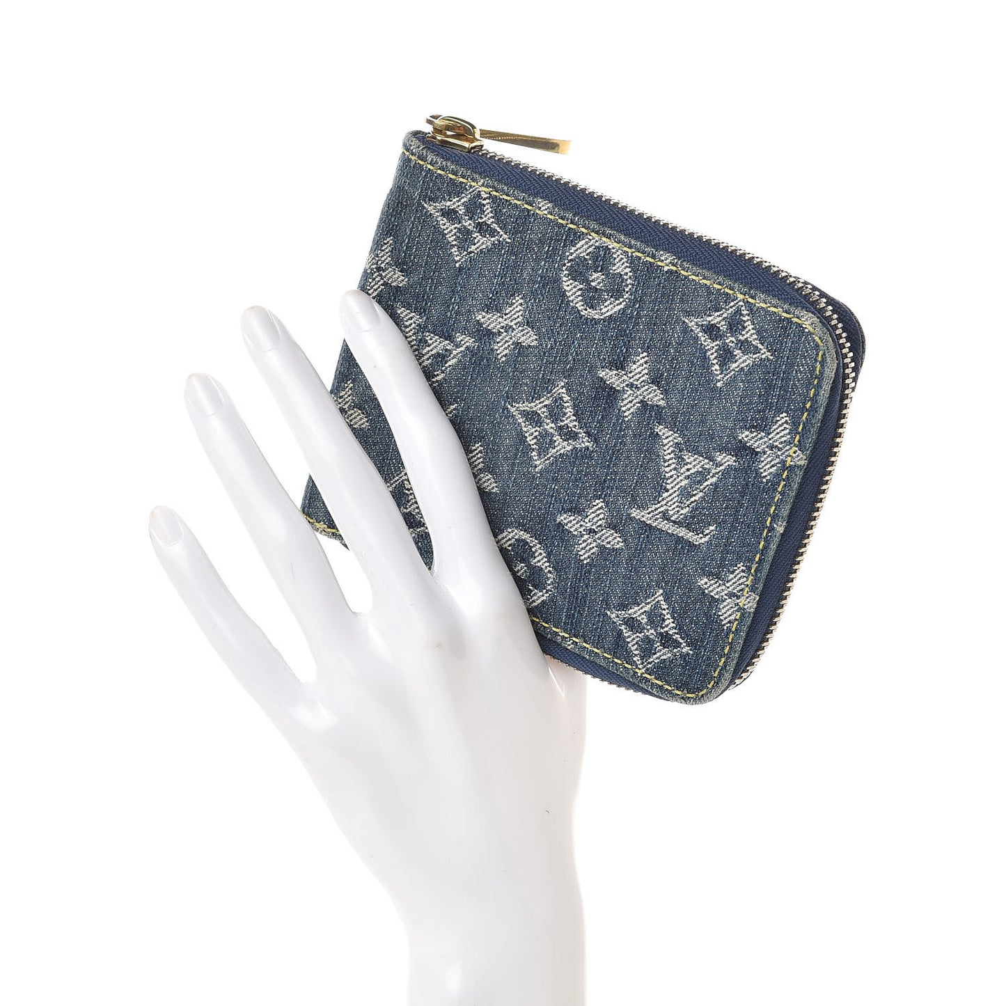 Denim Zip Compact Wallet Blue