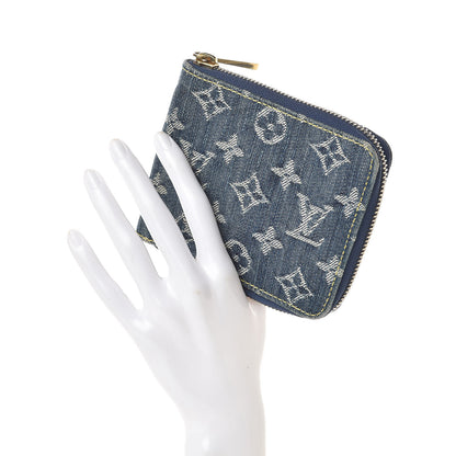 Louis Vuitton Denim Zip Compact Wallet Blue 2 of 7