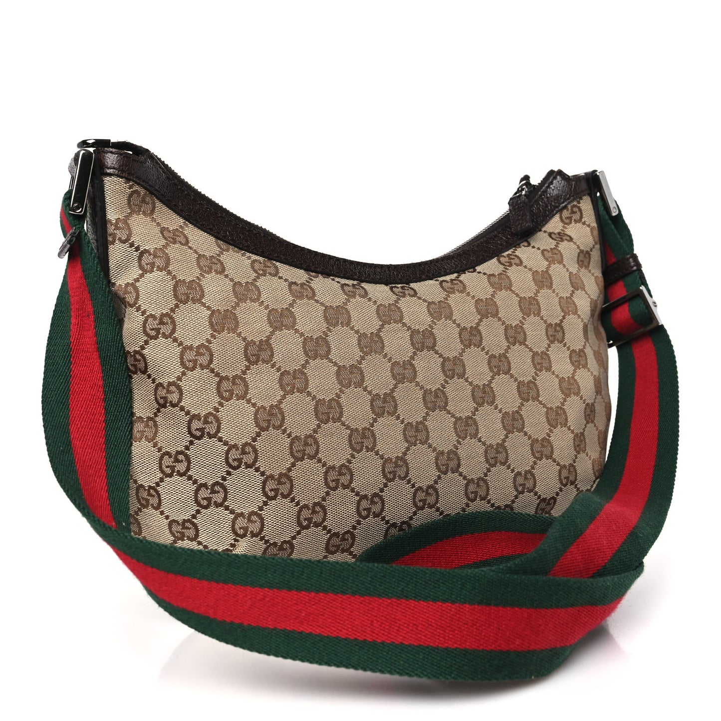 Monogram Web Medium Half Moon Hobo Dark Brown