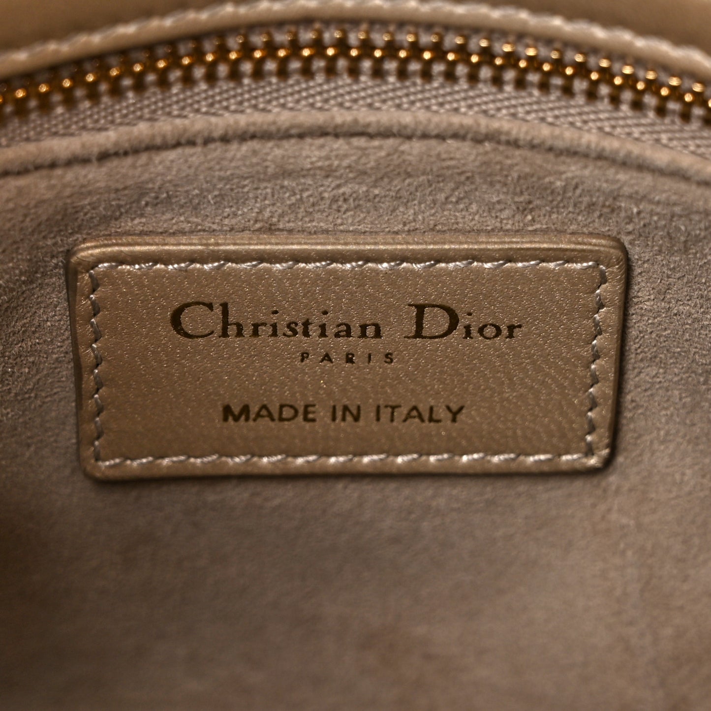 Metallic Lambskin Crystal Cannage Mini Lady Dior Platinum