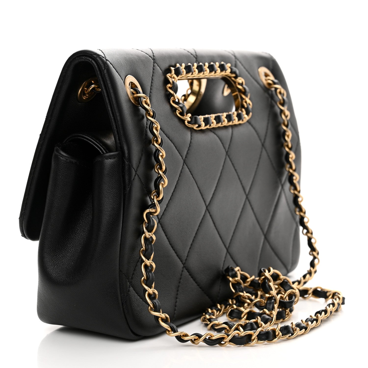 Chanel Lambskin Small Chain Handle Flap Bag Black 3 of 10