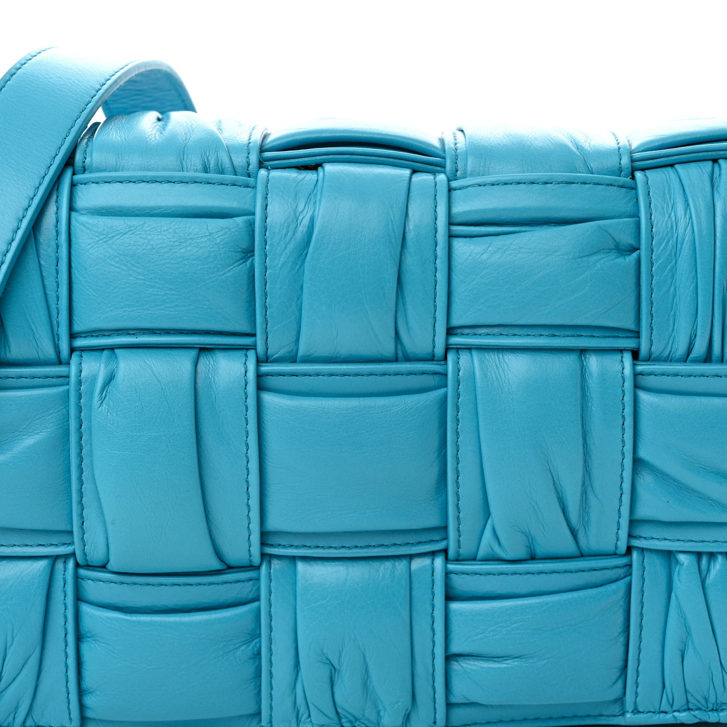 Calfskin Intreccio Plisse Cassette Crossbody Bag Pool