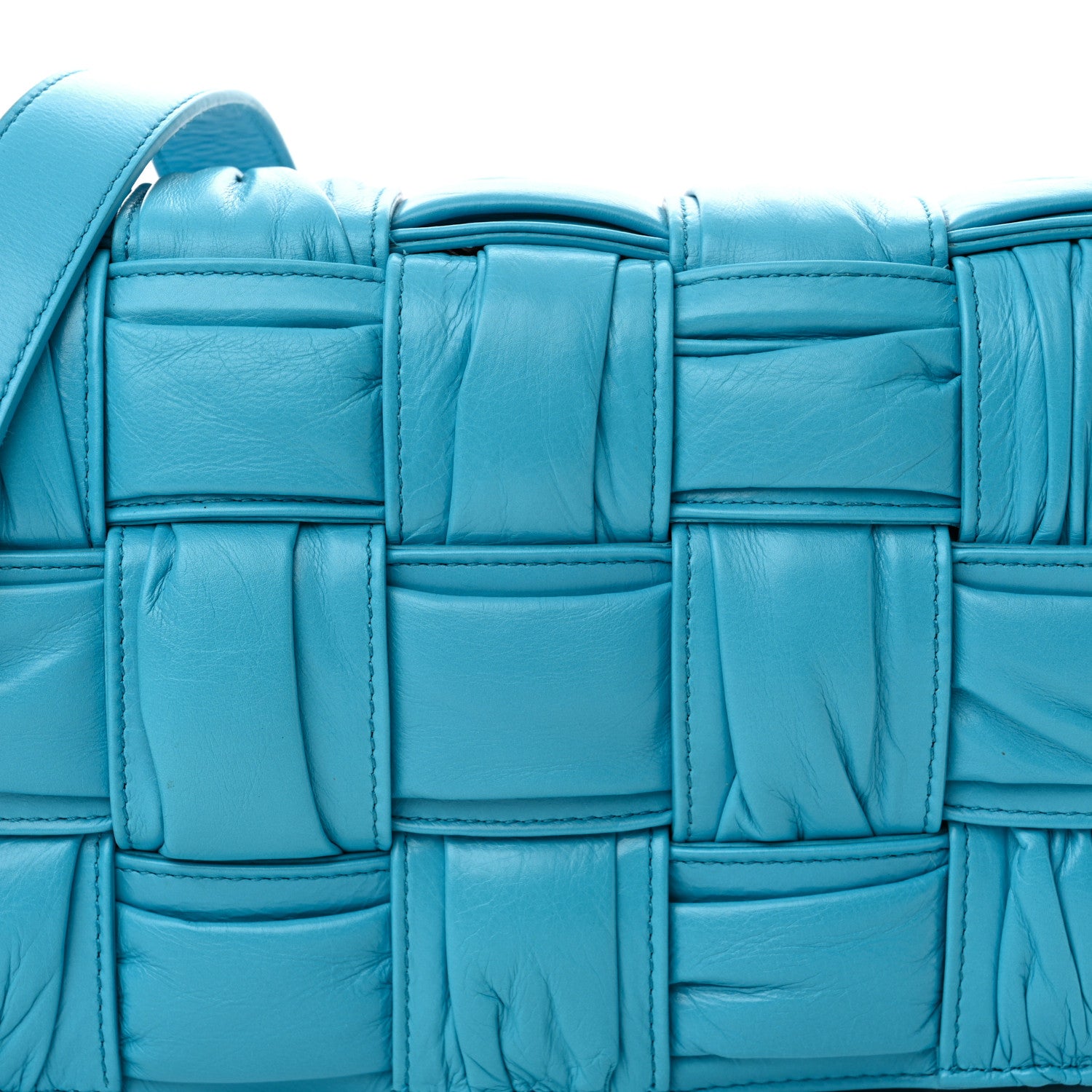 Bottega Veneta Calfskin Intreccio Plisse Cassette Crossbody Bag Pool 8 of 13