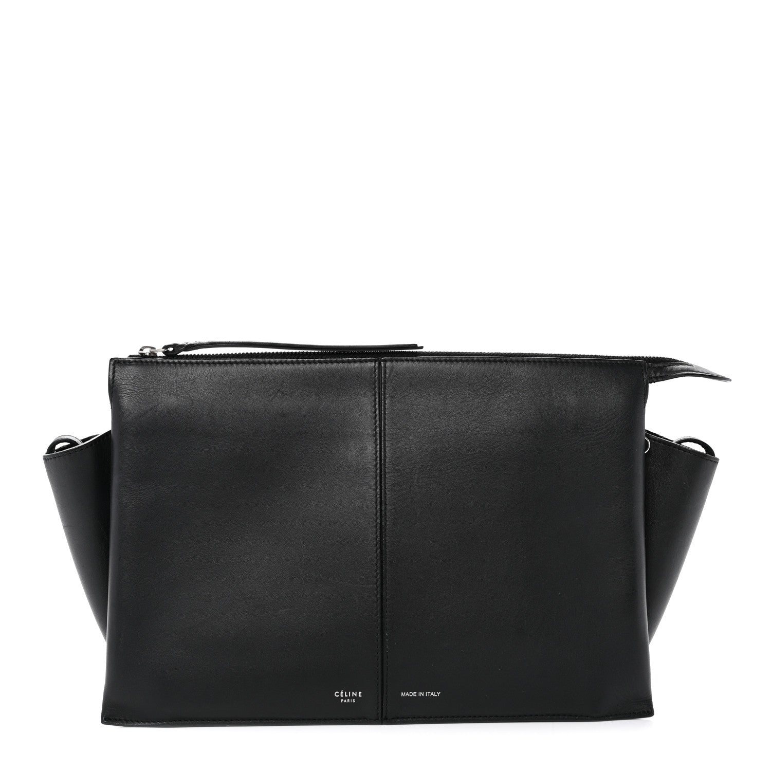 Celine Smooth Calfskin Tri-Fold Clutch on Chain Black 1 of 9