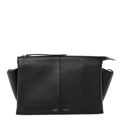 Celine Smooth Calfskin Tri-Fold Clutch on Chain Black 1 of 9