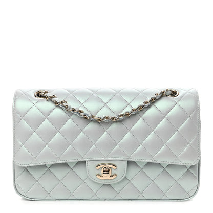 Chanel Iridescent Lambskin Quilted Medium Double Flap Light Blue 1 of 4