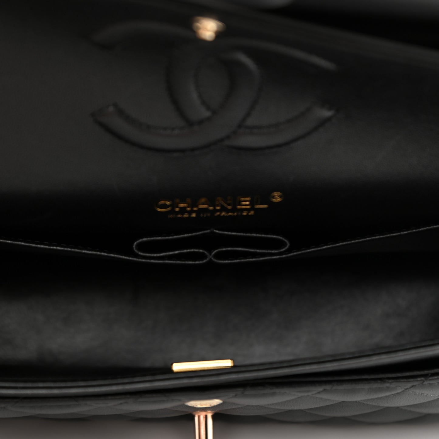 Lambskin Quilted Medium Double Flap Black