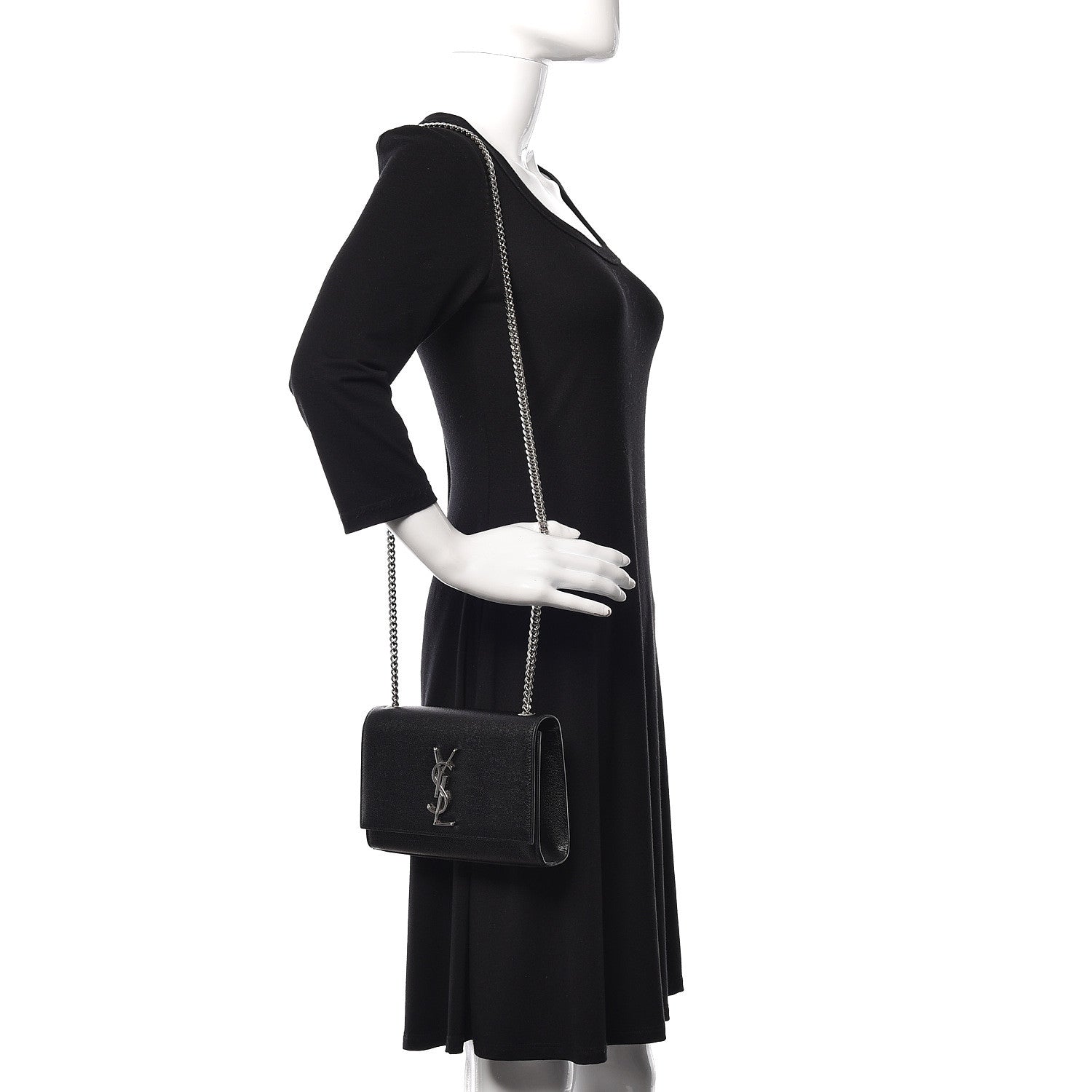 Saint Laurent Grain De Poudre Small Monogram Kate Satchel Black 2 of 10