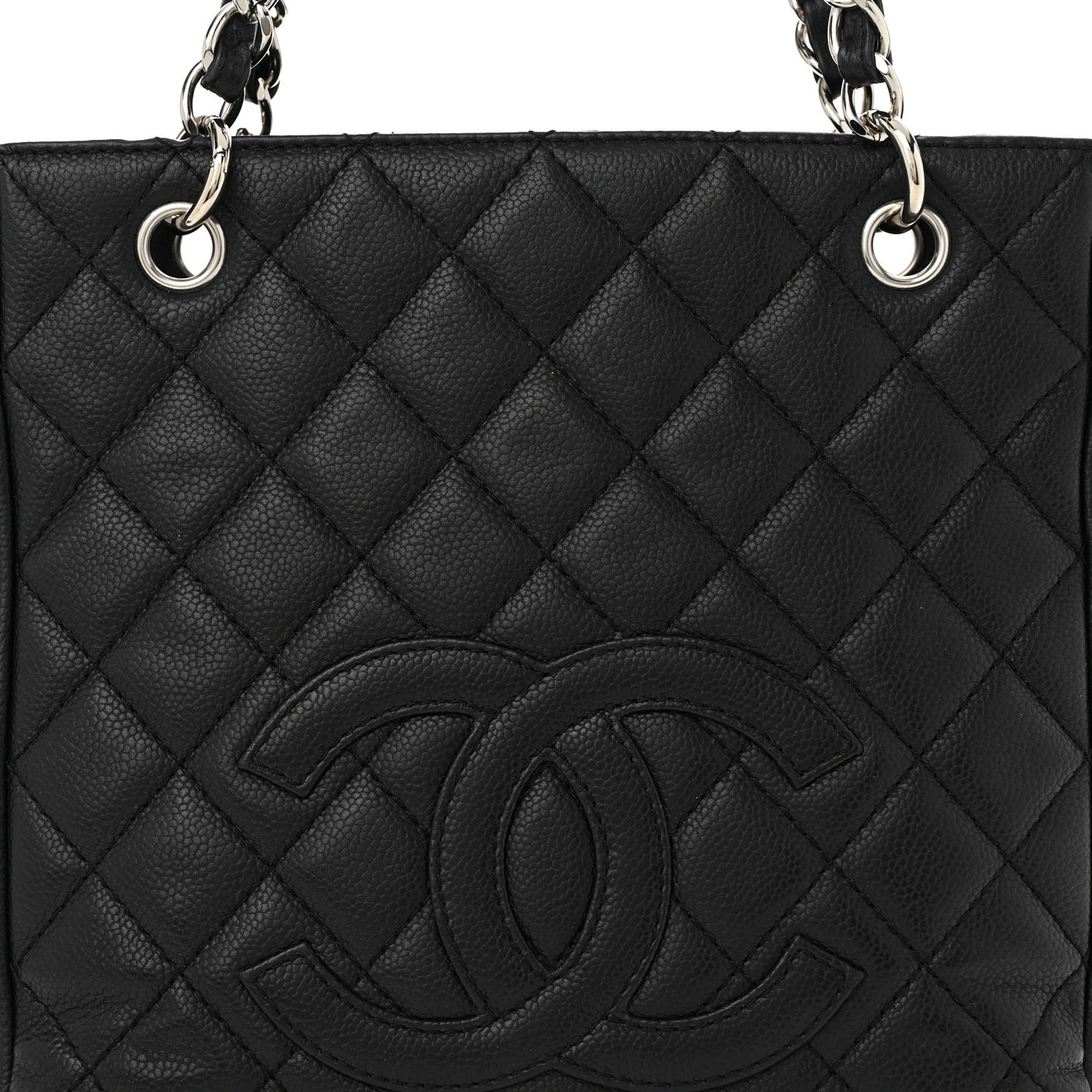 Caviar Quilted Petit Shopping Tote PST Black