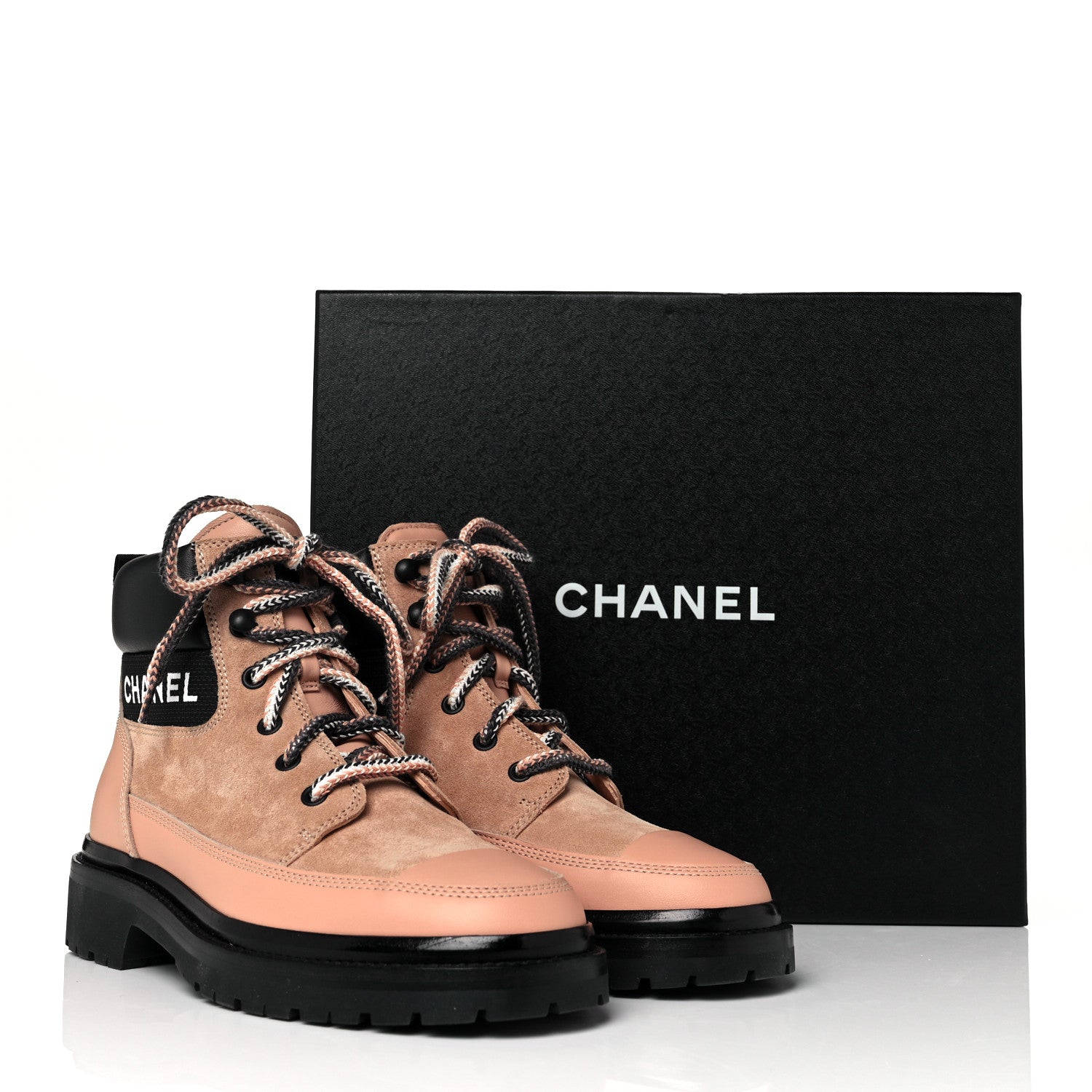 Chanel Suede Calfskin Lace Up Boots 37 Pink 8 of 8