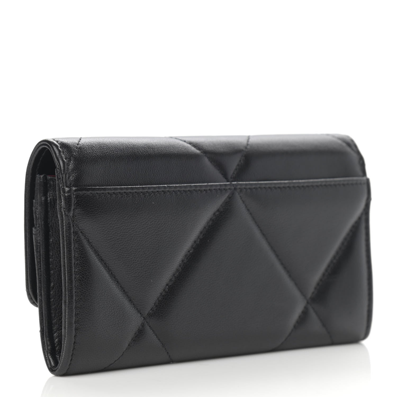 Chanel Shiny Goatskin Quilted Chanel 19 Flap Wallet Black 3 of 10