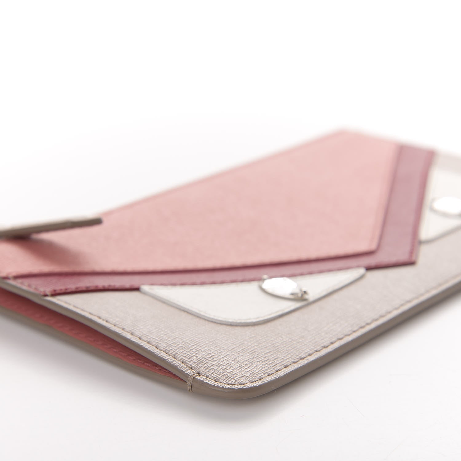 Fendi Vitello Elite Crystal Eye Monster Zip Pouch Grigio Polvere Ribes Multicolor 6 of 10
