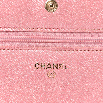 Chanel Iridescent Caviar Quilted Wallet on Chain WOC Rose Pink 6 of 10