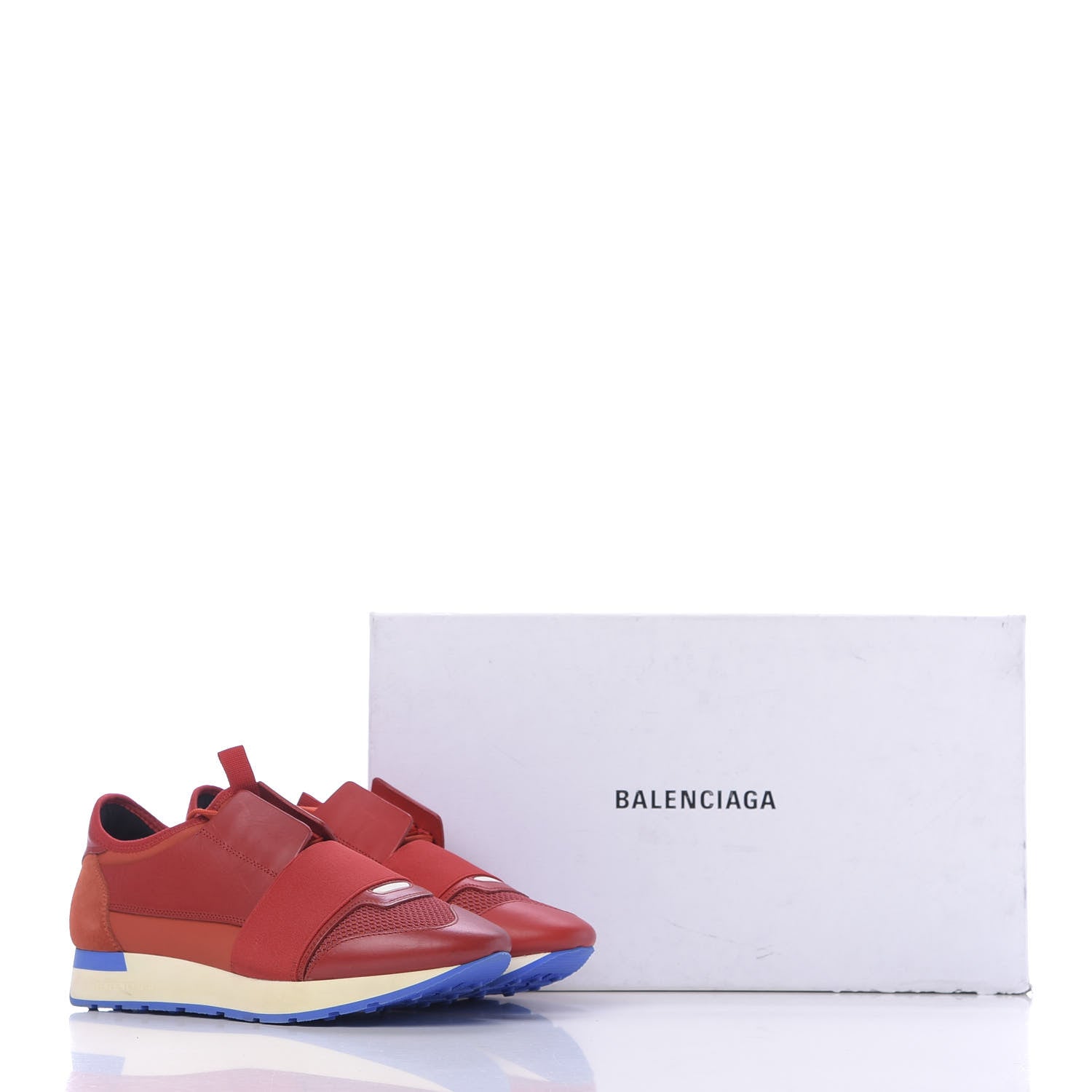Balenciaga Mesh Calfskin Neoprene Suede Womens Race Runner Sneakers 39 Rouge 10 of 10