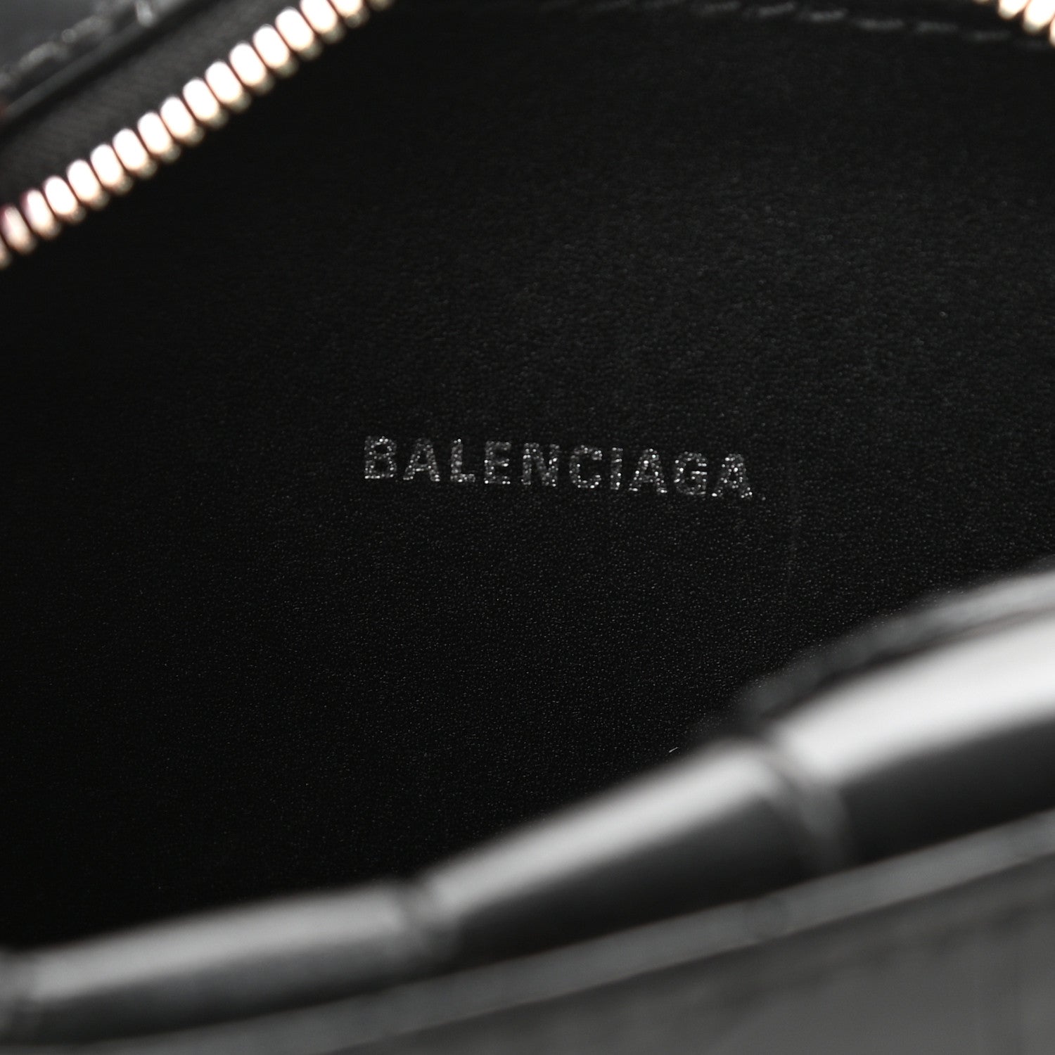 Balenciaga Shiny Calfskin Logo Crocodile Embossed XS Everyday Camera Bag Black 6 of 10
