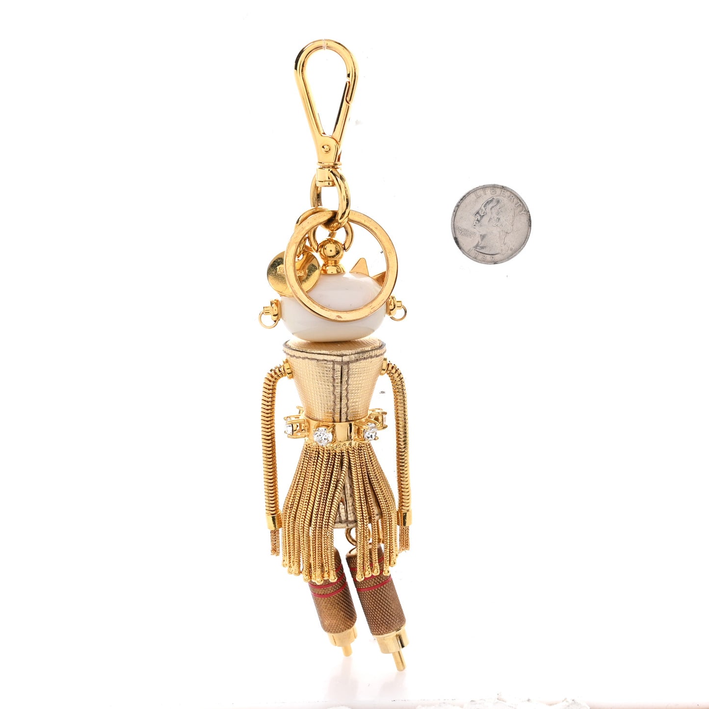 Metallic Saffiano Edward Robot Trick Nancy Keychain Platino