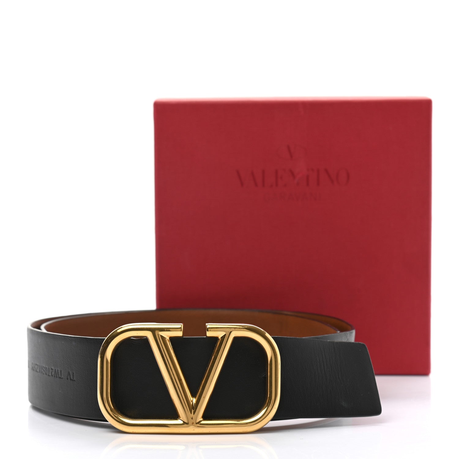 Valentino Garavani Glossy Calfskin VLogo Reversible 40mm Belt 80 32 Saddle Brown Black 7 of 7