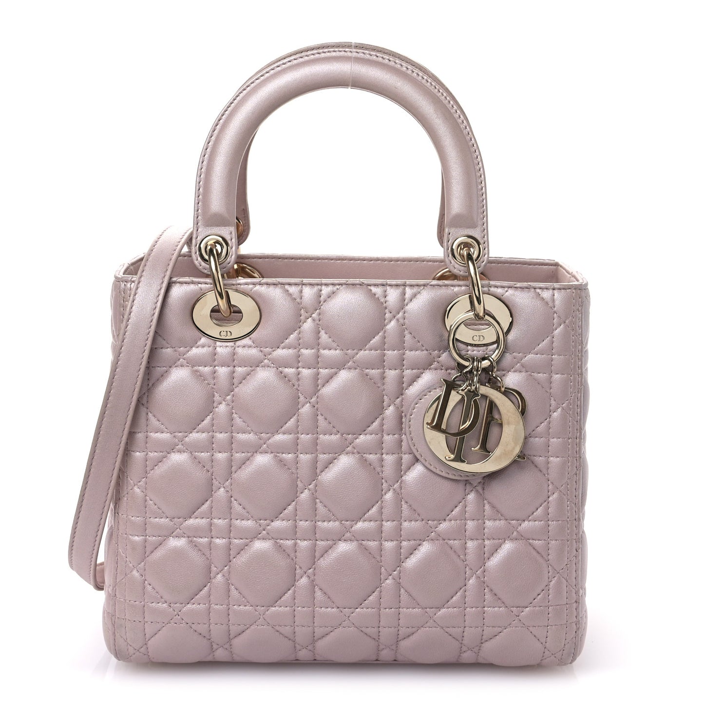 Pearly Lambskin Cannage Medium Lady Dior Blush