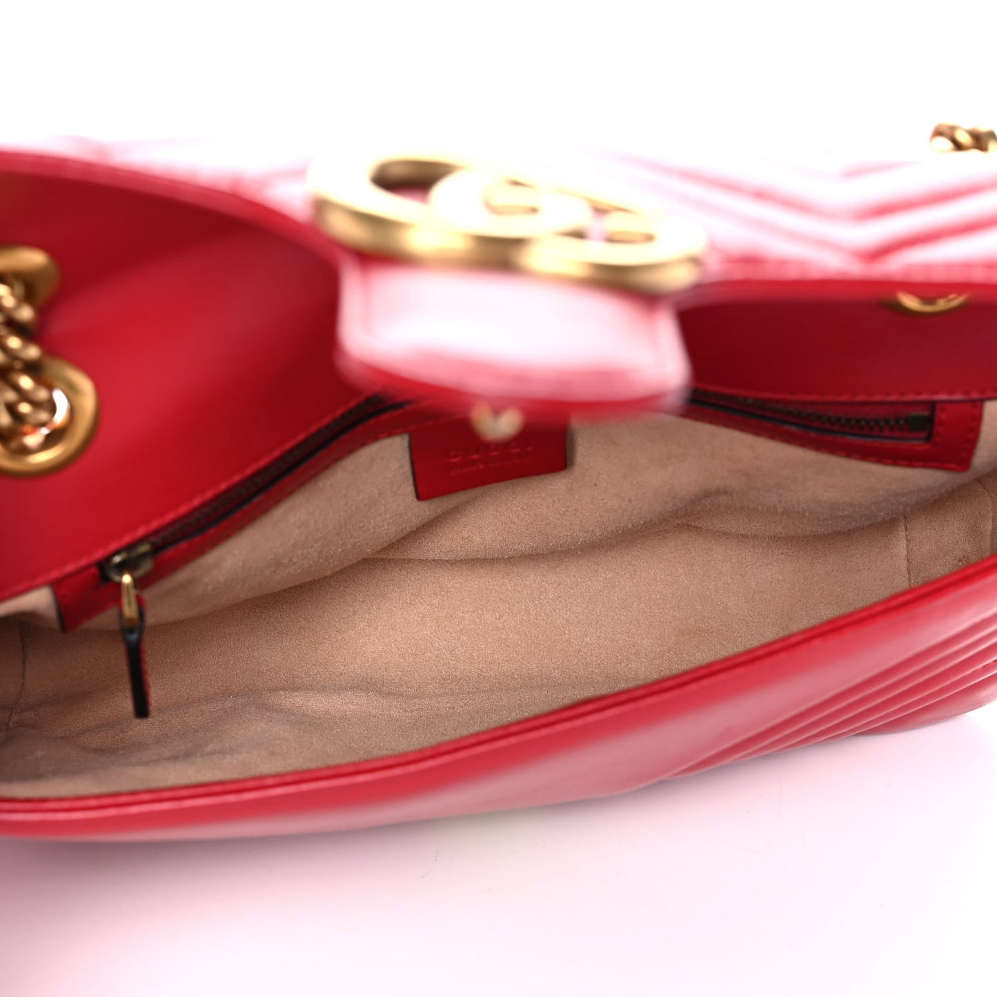 Calfskin Matelasse Small GG Marmont Shoulder Bag Hibiscus Red