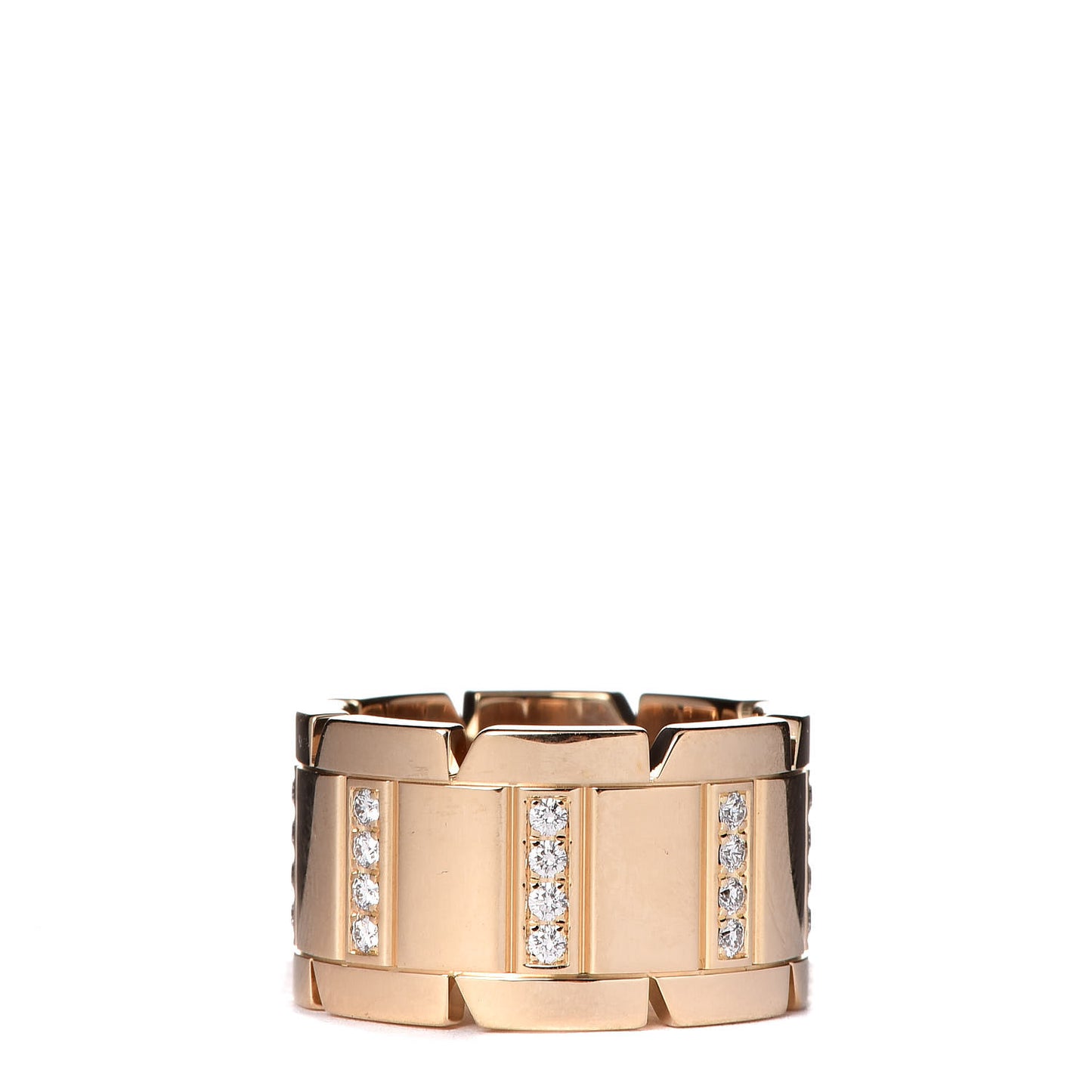 18K Yellow Gold Diamond 11mm Tank Francaise Ring 48 4.5