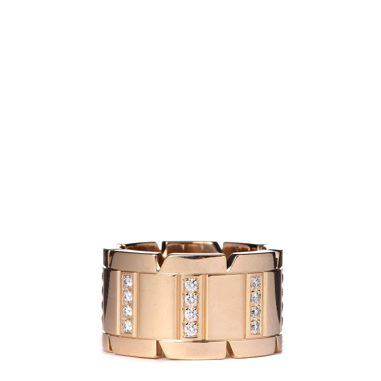 Cartier 18K Yellow Gold Diamond 11mm Tank Francaise Ring 48 4.5 1 of 4