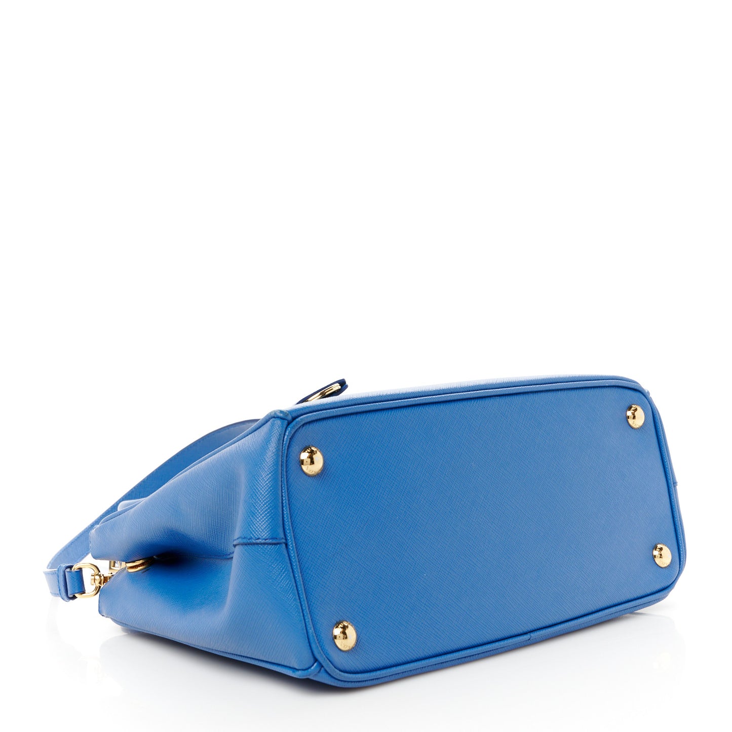 Saffiano Lux Small Galleria Double Zip Tote Azzurro