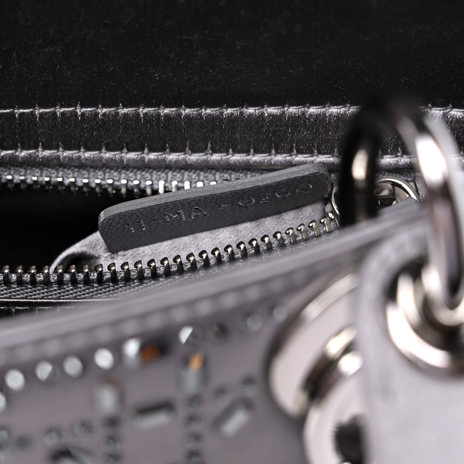 Christian Dior Satin Crystal Cannage Mini Lady Dior Gray 7 of 7