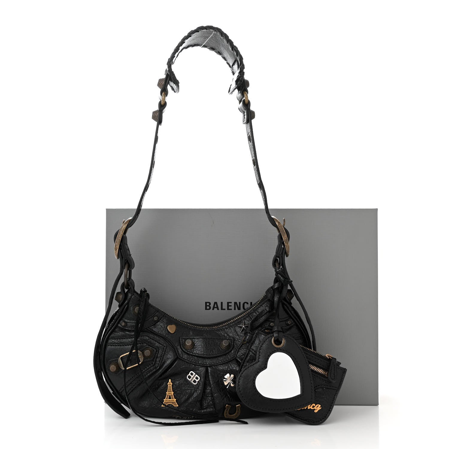 Balenciaga Agneau Arena Pin Embellished Le Cagole Shoulder Bag XS Black 13 of 13