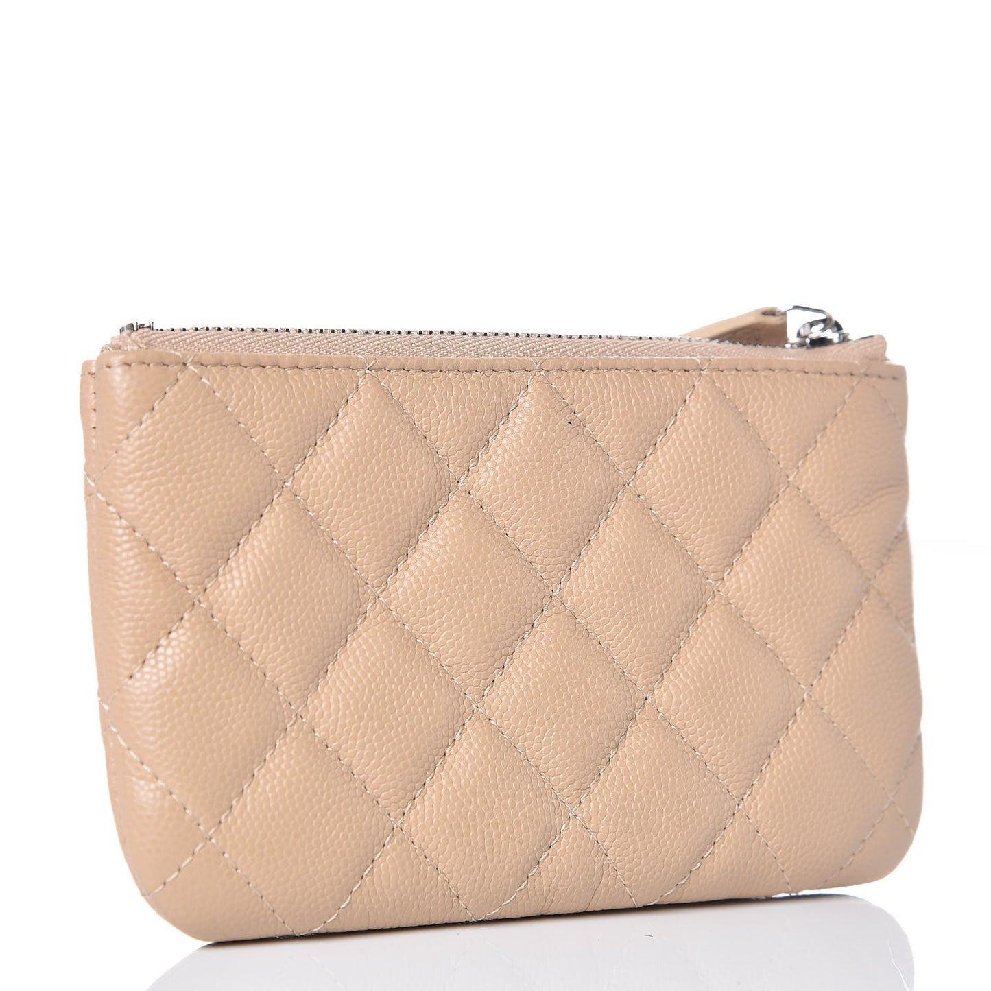 Caviar Quilted Small Cosmetic Case Beige