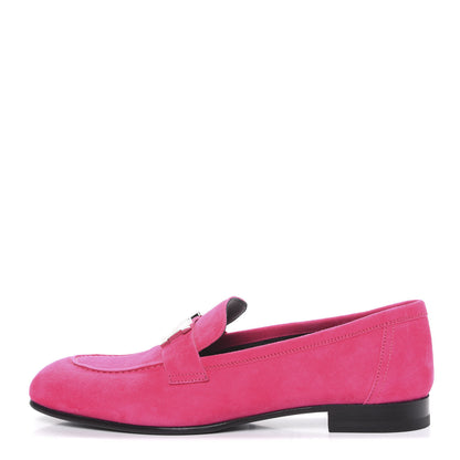 Hermes Suede Goatskin Paris Loafers 38 Rose Fuchsia 1 of 8