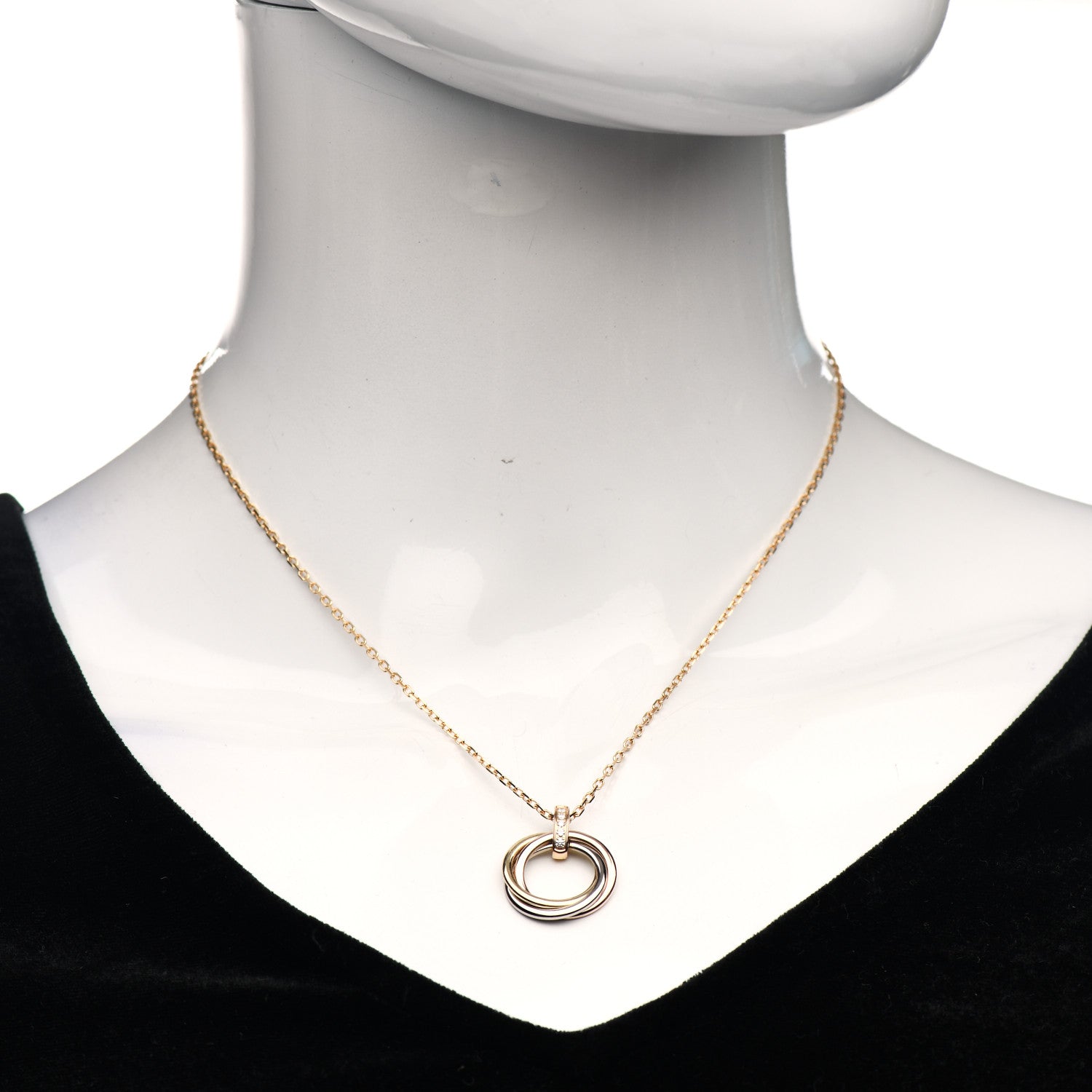 Cartier 18K Pink White Yellow Gold Diamond Trinity Pendant Necklace 2 of 5