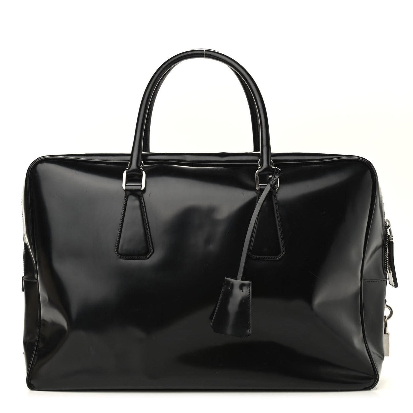 Spazzolato Large Zip Around Briefcase Black