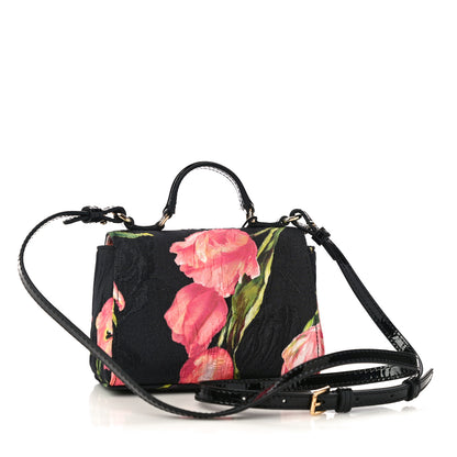 Dolce & Gabbana Brocade Childrens Tulip Print Miss Sicily Satchel Black Multicolor 3 of 9