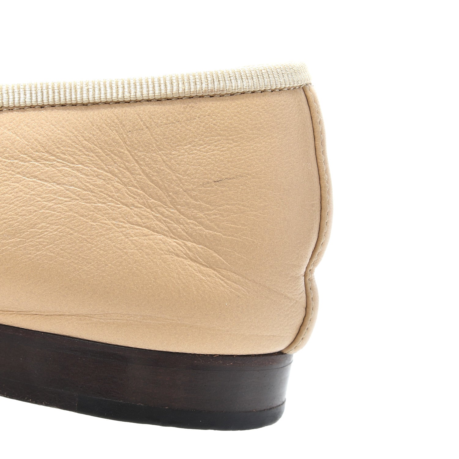 Chanel Lambskin Cap Toe CC Ballerina Flats 36.5 Beige Black 12 of 21