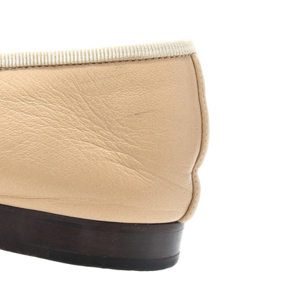 Chanel Lambskin Cap Toe CC Ballerina Flats 36.5 Beige Black 12 of 21